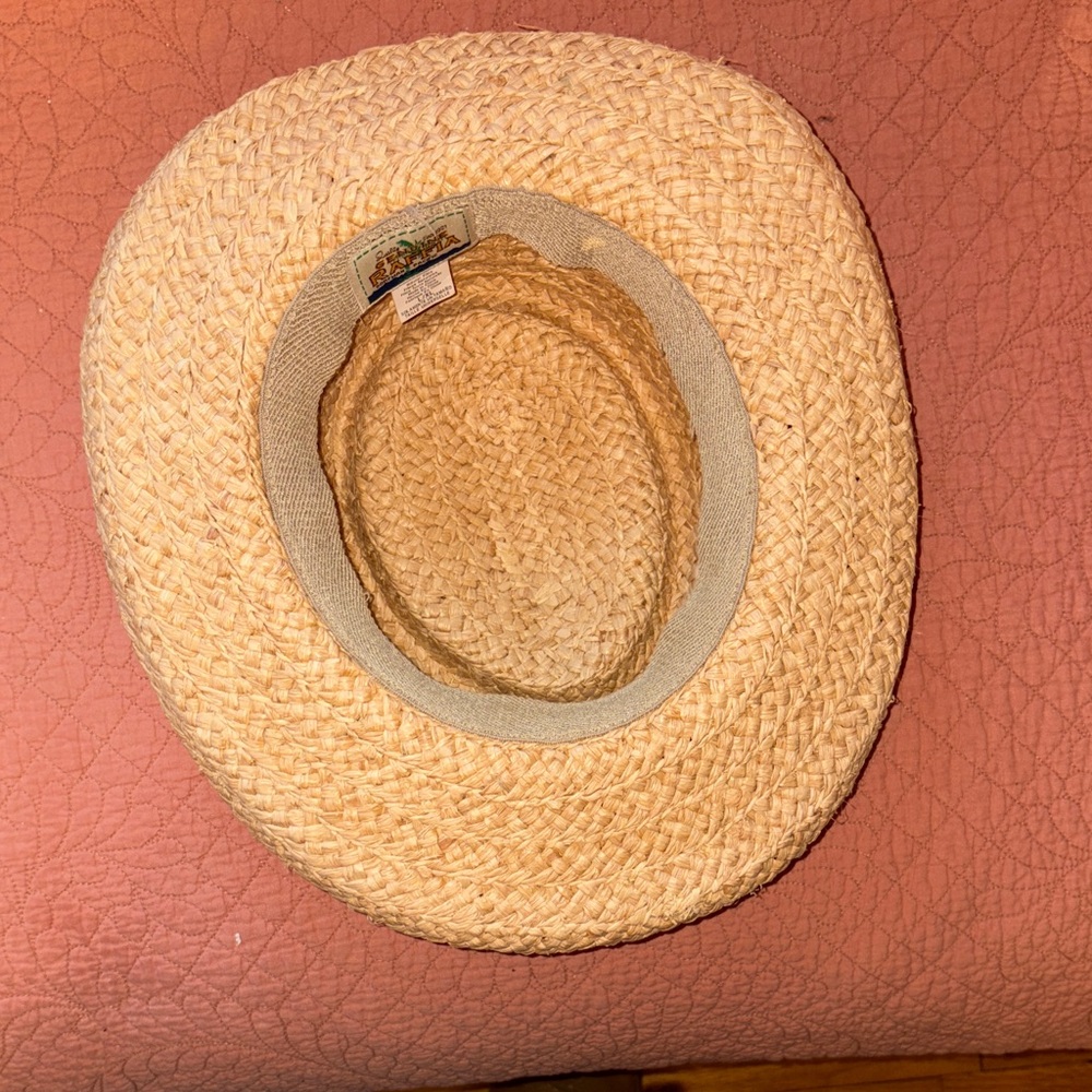 Stylish Dorfman Genuine Raffia Pacific Tan Straw Golf Hat with Green Band - Picture 7 of 12
